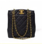 Chanel 11inch Black Quilted Leather Shoulder Tote Bag