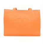Chanel Orange Caviar Leather Large Shoulder Tote Bag CC