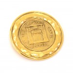 Vintage Chanel Gold Plated 31 Rue Cambon Round Brooch