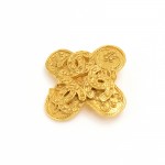 Vintage Chanel Gold plated Triple CC logo 4 Leaf Clover Motif Brooch