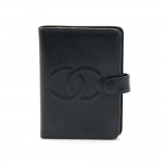 Vintage Chanel Black Caviar Leather 6 Ring Agenda Cover