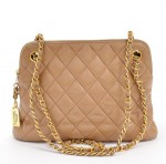Chanel Quilted Brown Tote Gold Chain Shoulder Leather Bag CC S768