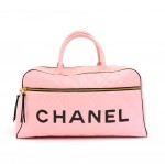 Vintage Chanel Sports Line Pink Calfskin Diamond Quilted Leather Boston Bag