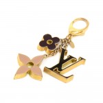 Louis Vuitton Fleur de Monogram Gold Tone Key Chain / Bag Charm