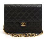 K82 Chanel 9" Classic Black Quilted Leather Shoulder Flap Bag