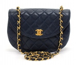 K54 Chanel Flap Navy Leather Shoulder Pochette Bag