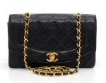 K31 Chanel 9" Diana Classic Black Quilted Leather Shoulder Flap Bag