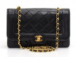 K38 Chanel 10" Diana Classic Black Quilted Leather Shoulder Flap Bag