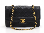 K39 Chanel 9" Diana Classic Black Quilted Leather Shoulder Flap Bag