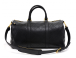 K93 Chanel Boston Brown Leather Large Travel Bag + Strap