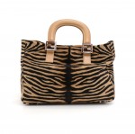 Fendi Zebra Print Beige & Black Pony Hair  Tote Handbag