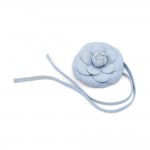 Vintage Chanel Light Blue  Lambskin Leather Camellia Flower Choker / Bracelet