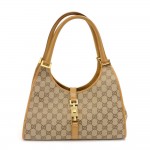 Gucci Bardot GG Supreme Monogram Canvas & Light Brown Leather Shoulder Bag