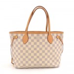 Louis Vuitton Neverfull PM White Damier Azur Canvas Tote Bag