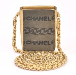 Chanel Gold Leather Cigarette Case Shoulder Chain CC