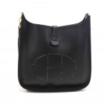 Vintage Hermes Evelyne GM Black  Clemence Leather Shoulder Bag