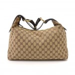 Gucci GG Monogram Canvas Horsebit Strap Hobo Bag