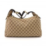 Gucci GG Monogram Canvas Horsebit Strap Hobo Bag