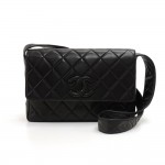 Vintage Chanel Black Quilted Lambskin Leather Medium Messenger Bag