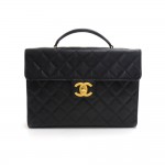 Vintage Chanel Black Caviar Quilted Leather Briefcase