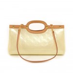 Louis Vuitton Roxbury Drive White Perle Vernis Leather Hand Bag + Strap