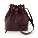 Cartier Burgundy Cowhide Leather Small Bucket Bag