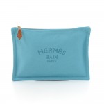Hermes Blue Trousse Flat PM Yachting Cotton Canvas Pouch Bag