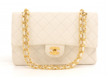 M29 Chanel 2.55 10inch Double Flap White Quilted Leather Shoulder Bag