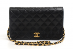 M34 Chanel 9" Classic Black Quilted Leather Shoulder Flap Bag