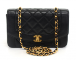 M79 Chanel 9" Diana Classic Black Quilted Leather Shoulder Flap Bag