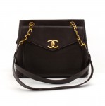 Vintage Chanel Brown Caviar Leather Front Envelope Pocket Chain Shoulder Bag
