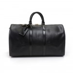 Vintage Louis Vuitton Keepall 45 Black Epi Leather Duffle Travel Bag