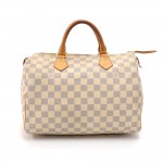 Louis Vuitton Speedy 30 White Damier Azur Canvas City Hand Bag