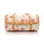 Louis Vuitton Papillon 27 Cherry Blossom White Monogram Canvas Murakami Handbag