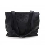 Chanel Black Calfskin Leather Multi Compartment & Pocket Tote Bag