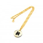Chanel Four Leaf Clover & Matte Gold Chain Necklace
