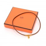 Hermes Kite Gold-tone Brown Leather 2 Way Choker & Bracelet