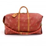 Vintage Louis Vuitton 1995 LV Cup Red Coated Canvas Duffel Travel Bag + Strap-Limited Ed