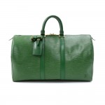 Vintage Louis Vuitton Keepall 45 Green Epi Leather Duffle Travel Bag