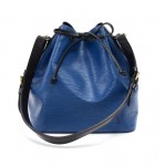 Vintage Louis Vuitton Petit Noe Blue x Black Bicolor Epi Leather Shoulder Bag