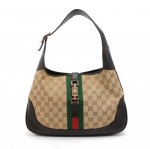 Gucci Jackie Original GG Canvas & Brown Leather Shoulder Bag
