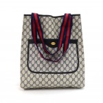 Vintage Gucci Accessory Collection Navy GG Supreme Monogram Coated Canvas Shopper Tote Bag
