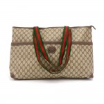Vintage Gucci Beige GG Supreme Coated Canvas Web XLarge Tote Bag