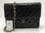 27 Chanel 9" Classic Black Quilted Leather Shoulder Flap Bag