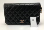 38 Chanel 9" Classic Black Quilted Leather Shoulder Flap Bag