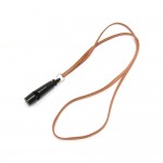 Hermes Dog Whistle Black Wood & Brown Leather String Necklace