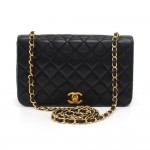 Vintage Chanel 9" Classic Ex Black Quilted Leather Shoulder Flap Bag