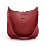 Vintage Hermes Evelyne I 29 PM Deep Red Clemence Leather Shoulder Bag