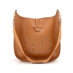 Vintage Hermes Evelyne I 29 PM Light Brown Clemence Leather Shoulder Bag