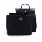 Hermes Herbag PM 2-in-1 Black Canvas & Leather Backpack